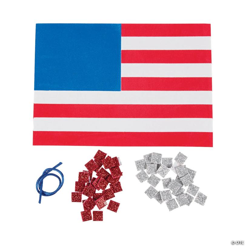 7" x 4-3/4" Patriotic Mosaic Flag Ornament Craft Kit – Makes 12