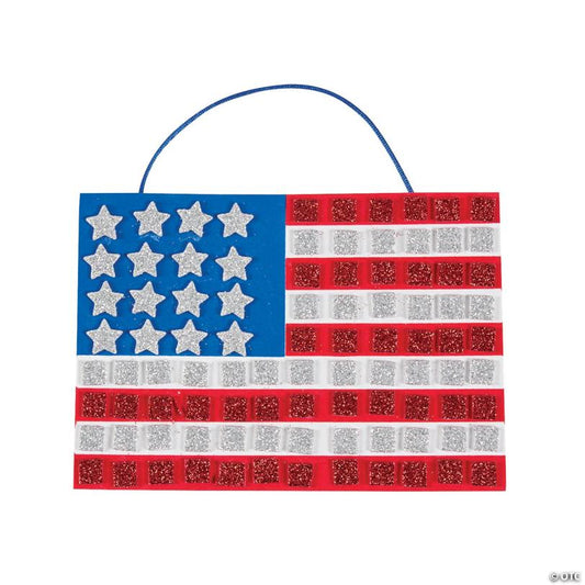 7" x 4-3/4" Patriotic Mosaic Flag Ornament Craft Kit – Makes 12