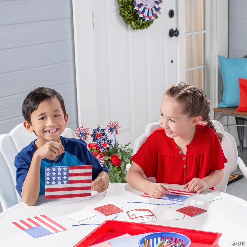 7" x 4-3/4" Patriotic Mosaic Flag Ornament Craft Kit – Makes 12