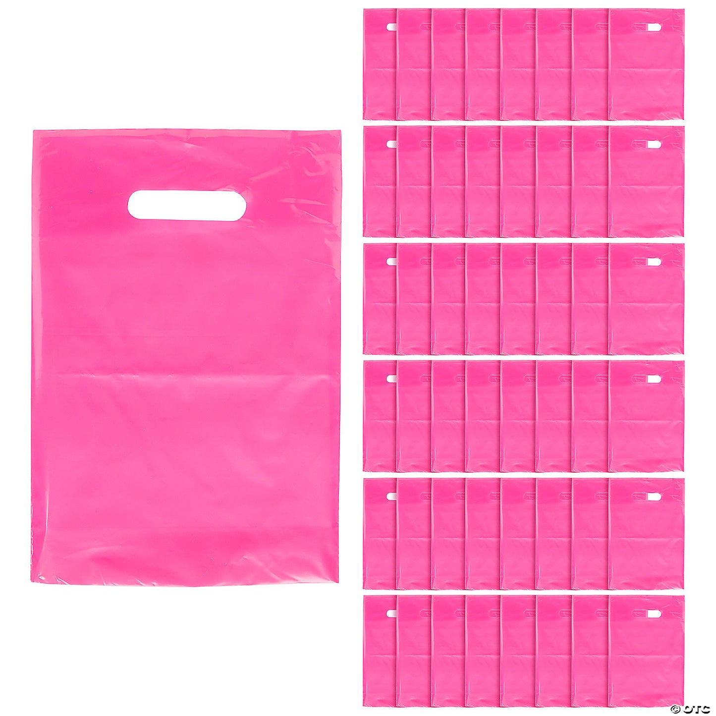 8 1/2" x 12" Bulk 50 Pc. Solid Color Bright Pink Plastic Goody Bags