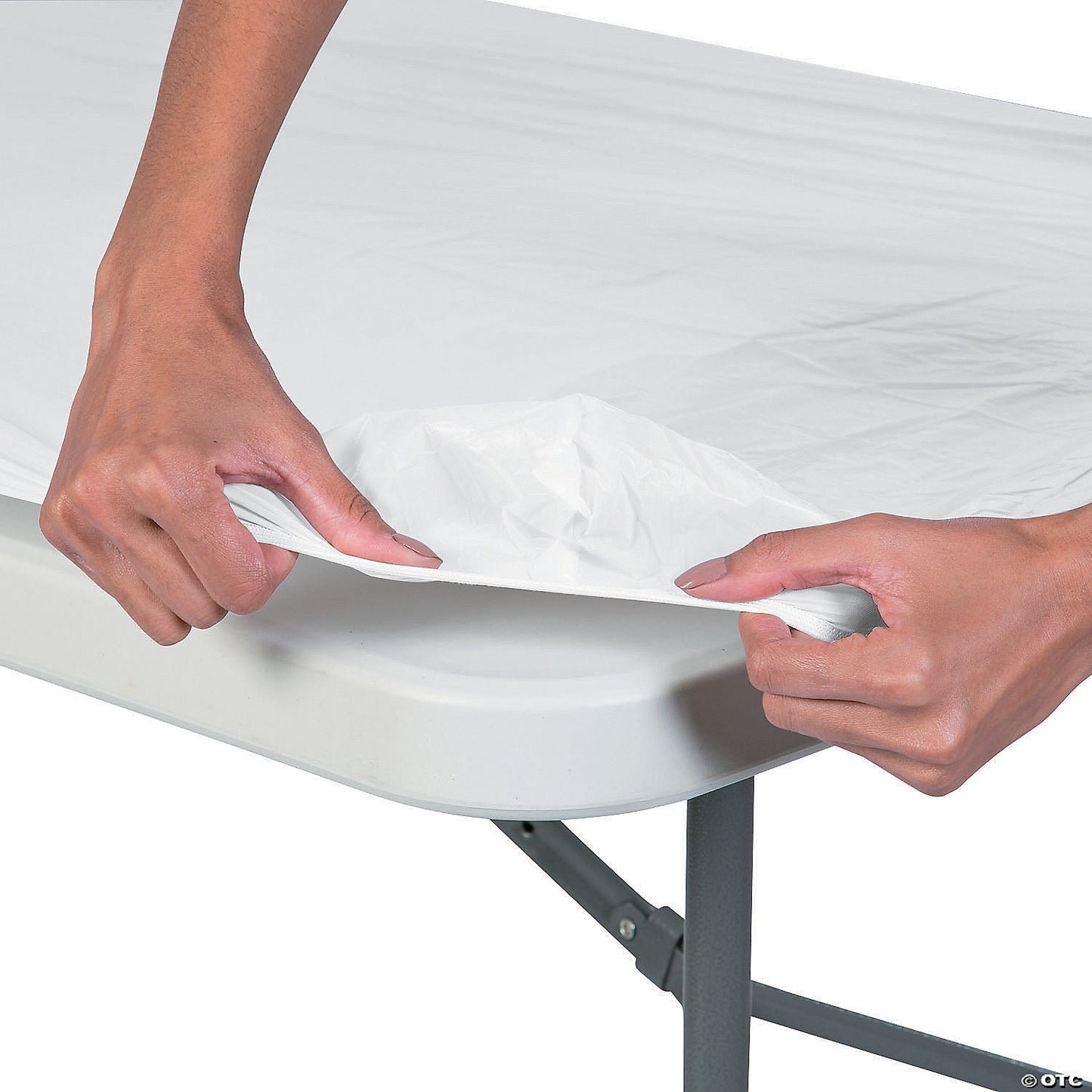 8 Ft. Bulk 12 Pc. White Rectangle Fitted Disposable Plastic Tablecloths