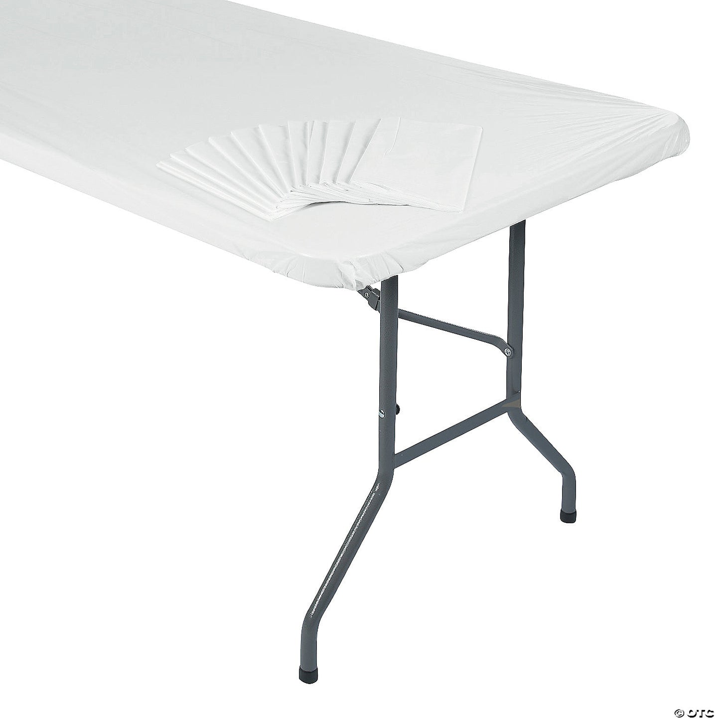 8 Ft. Bulk 12 Pc. White Rectangle Fitted Disposable Plastic Tablecloths