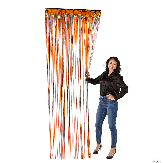 8 Ft. Orange Metallic Fringe Door Curtain