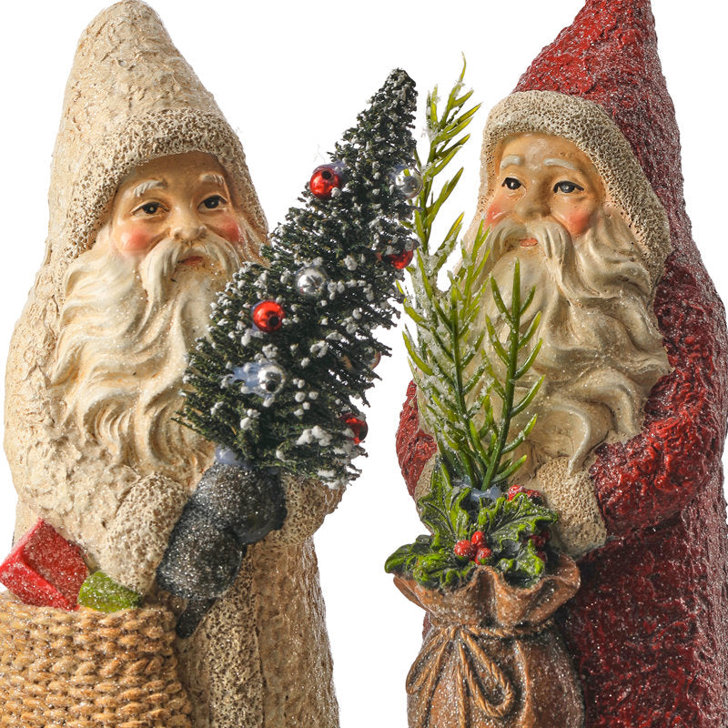 8.5" Vintage Resin Santa Set of 2