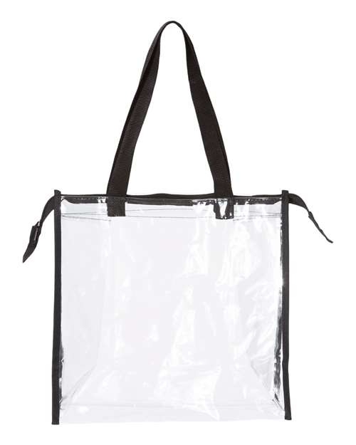 OAD Clear Zippered Tote with Full Gusset | Transparent PVC Stadium Tote | USA Decoration