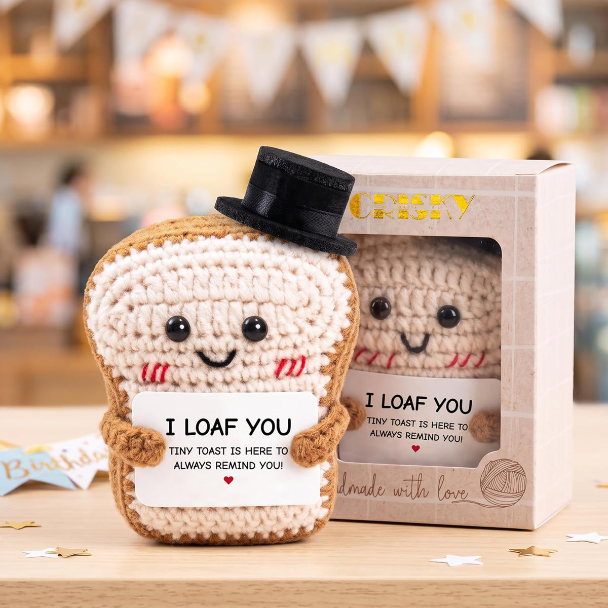 Crisky Crochet Hat Toast I Loaf You Gift for Her Him Beloved One & Friends - Perfect for Wedding, Anniversary, Birthday, Christmas for Women Men Couples Wife Husband