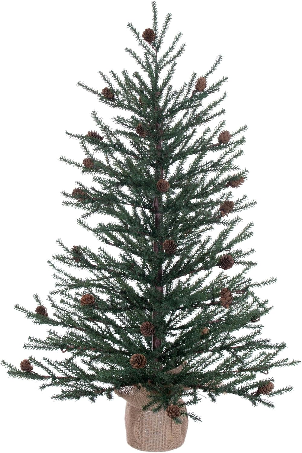 Vickerman 30" Caramel Pine Artificial Christmas Tree Unlit- Featuring 684 PVC Tips - Pine Cone Accented - Seasonal Indoor Home Decor with Decorative Burlap Base