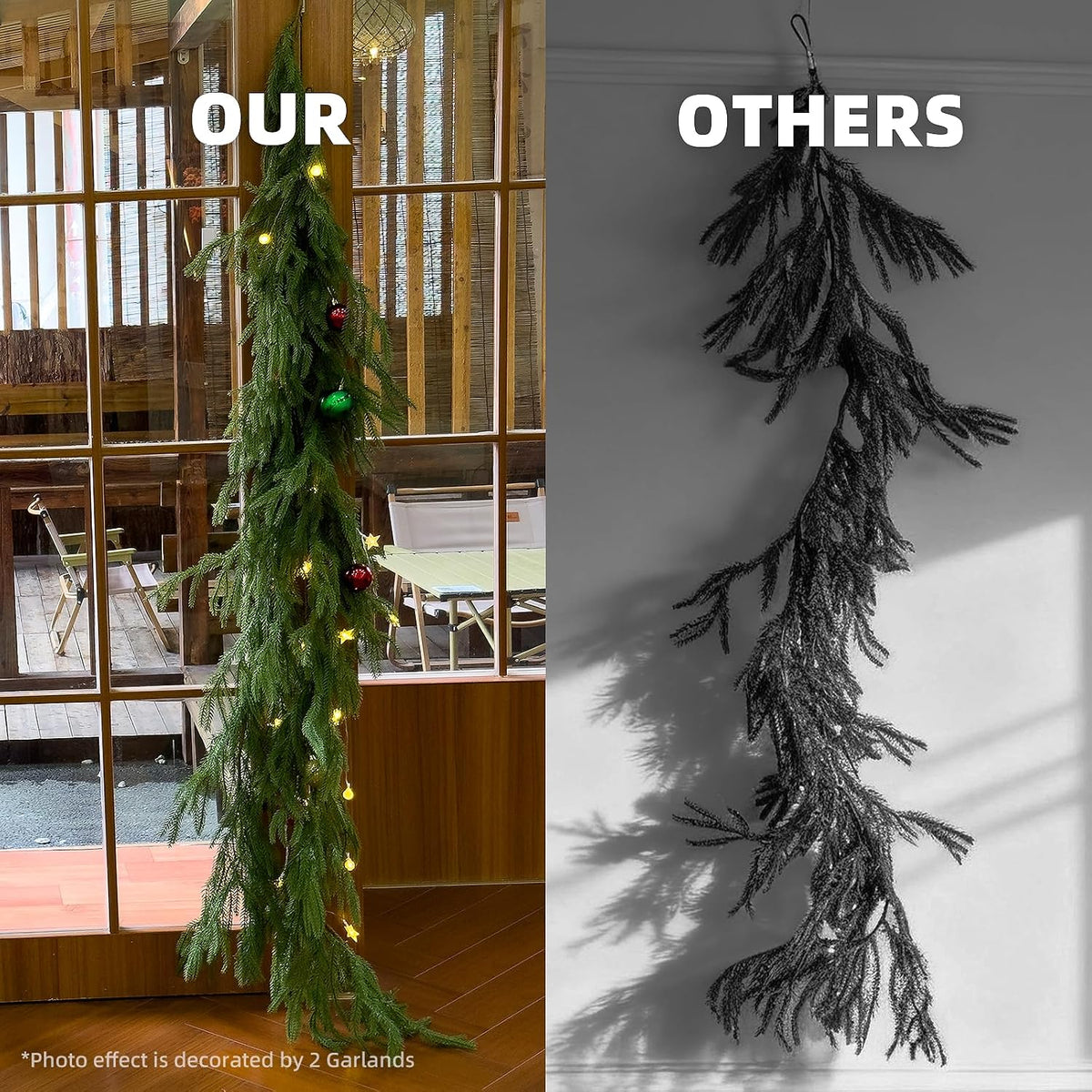 CLEANGOR 2Pcs 6FT Norfolk Pine Garlands for Christmas Decorations Indoor