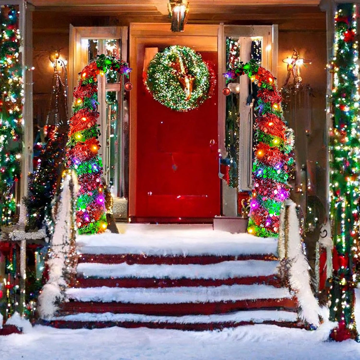 5ft Pop Up Artificial Christmas Tree with 50 LED Lights for Christmas Decor