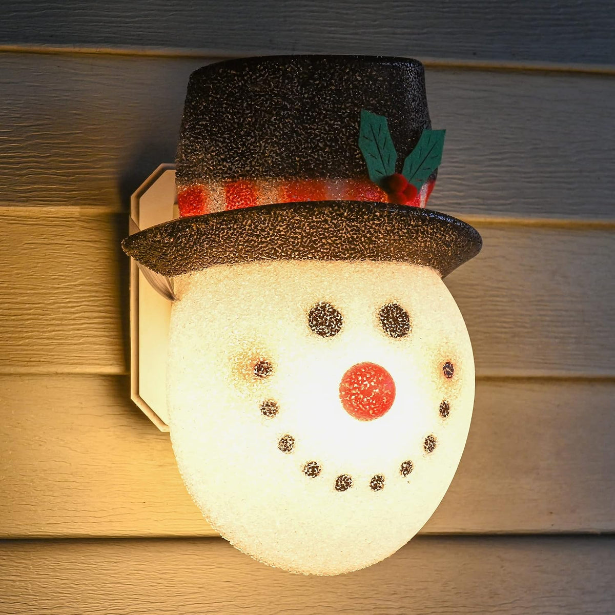 Snowman Head Porch Light Cover - 11" Lamp Christmas Holiday Decoration 2 Pk