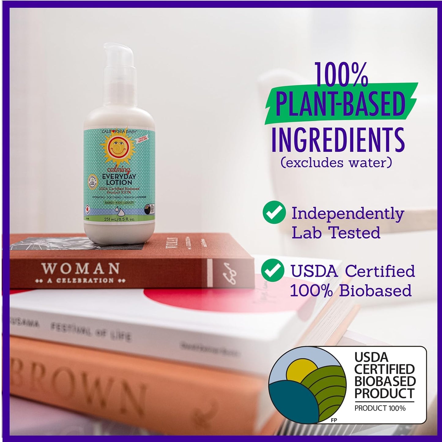 Calming Plant Based Baby Lotion Lavender Face Body Moisturizer 8.5oz