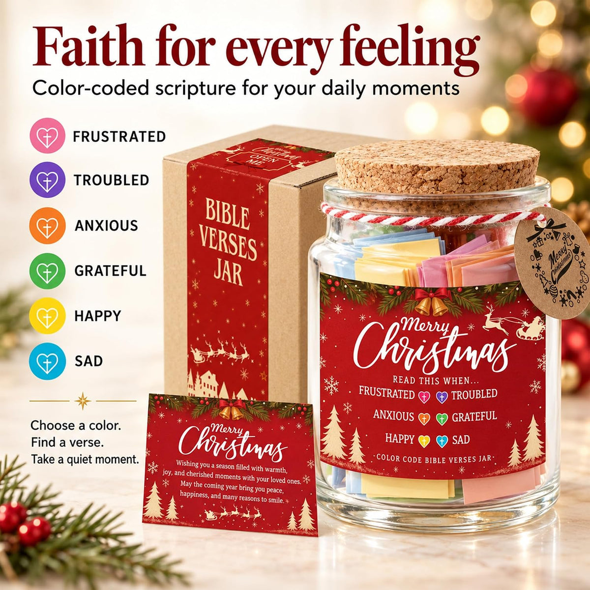 Christmas Bible Verse Jar, Read Me When Bible Verse Jar, Christmas Gift for Women, Mom, Christian Gifts for Women