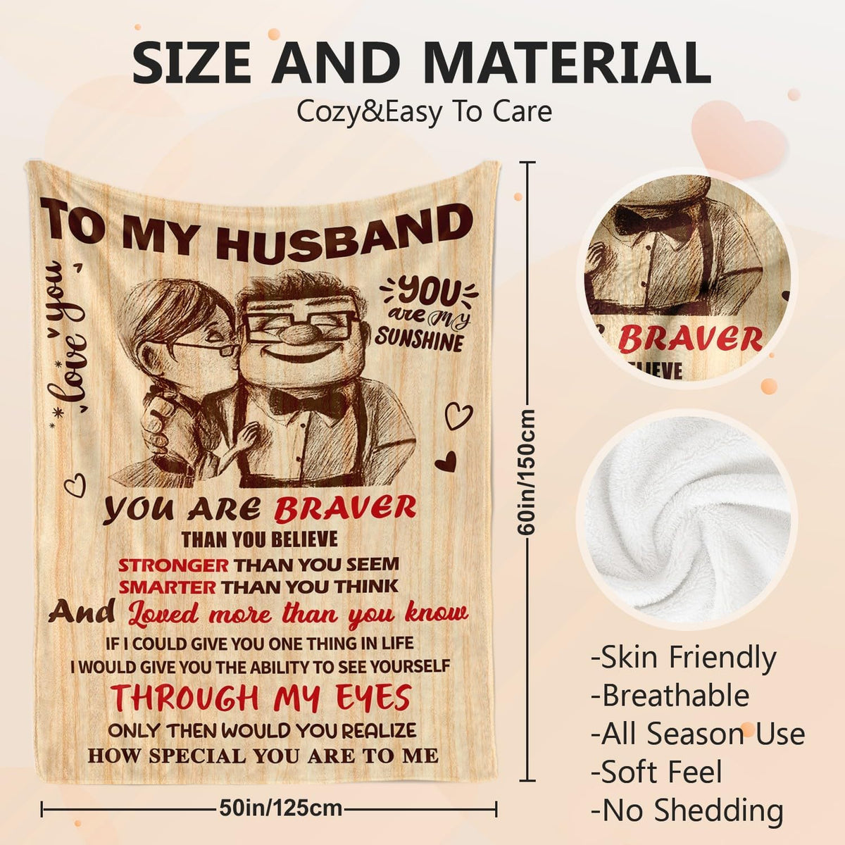 Anniversary Wedding Gifts for Husband, To My Husband Blanket 50" x 60"