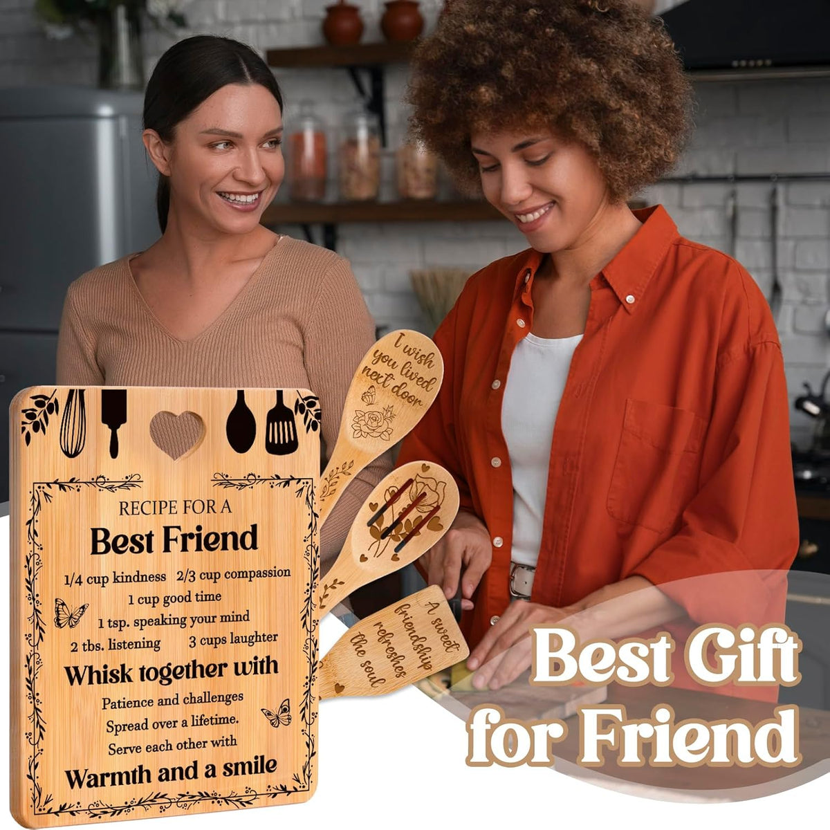 Best Friend Birthday Gifts for Women - Bamboo Cutting Board Set