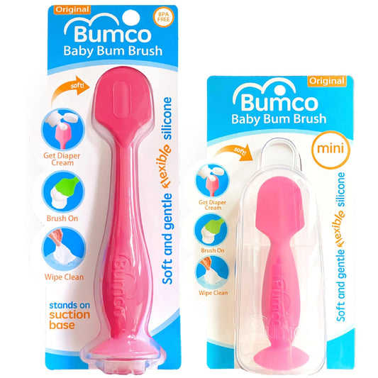 Baby Diaper Cream Spatula Set Bum Brush + Mini Travel Spatula with Case – Soft BPA-Free Silicone Suction Cup Base Easy to Clean Pink Diaper Cream Applicator Tool for Babies