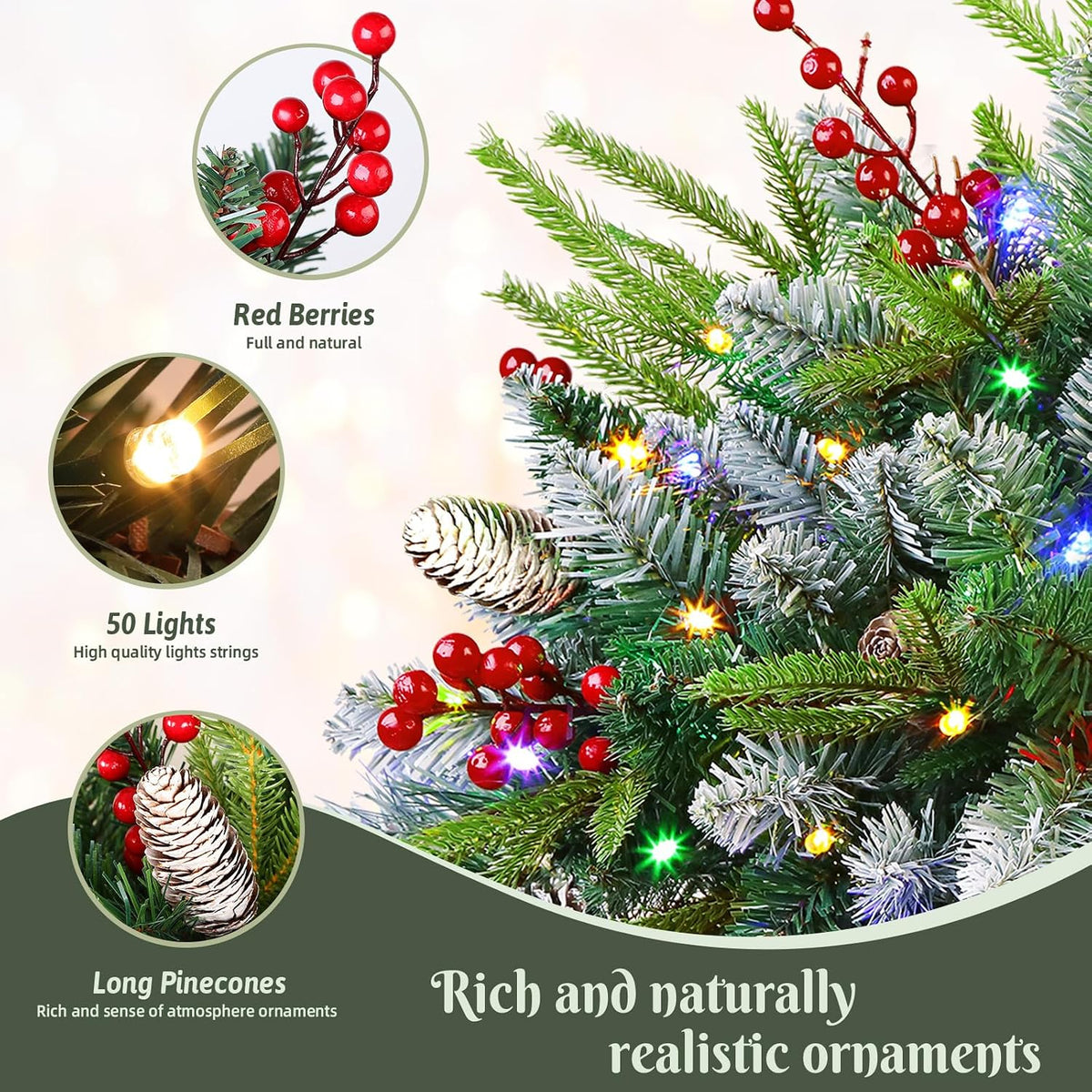 2 Set Preâ€‘lit Artificial Christmas Urn Filler with Remote for Planter Decor