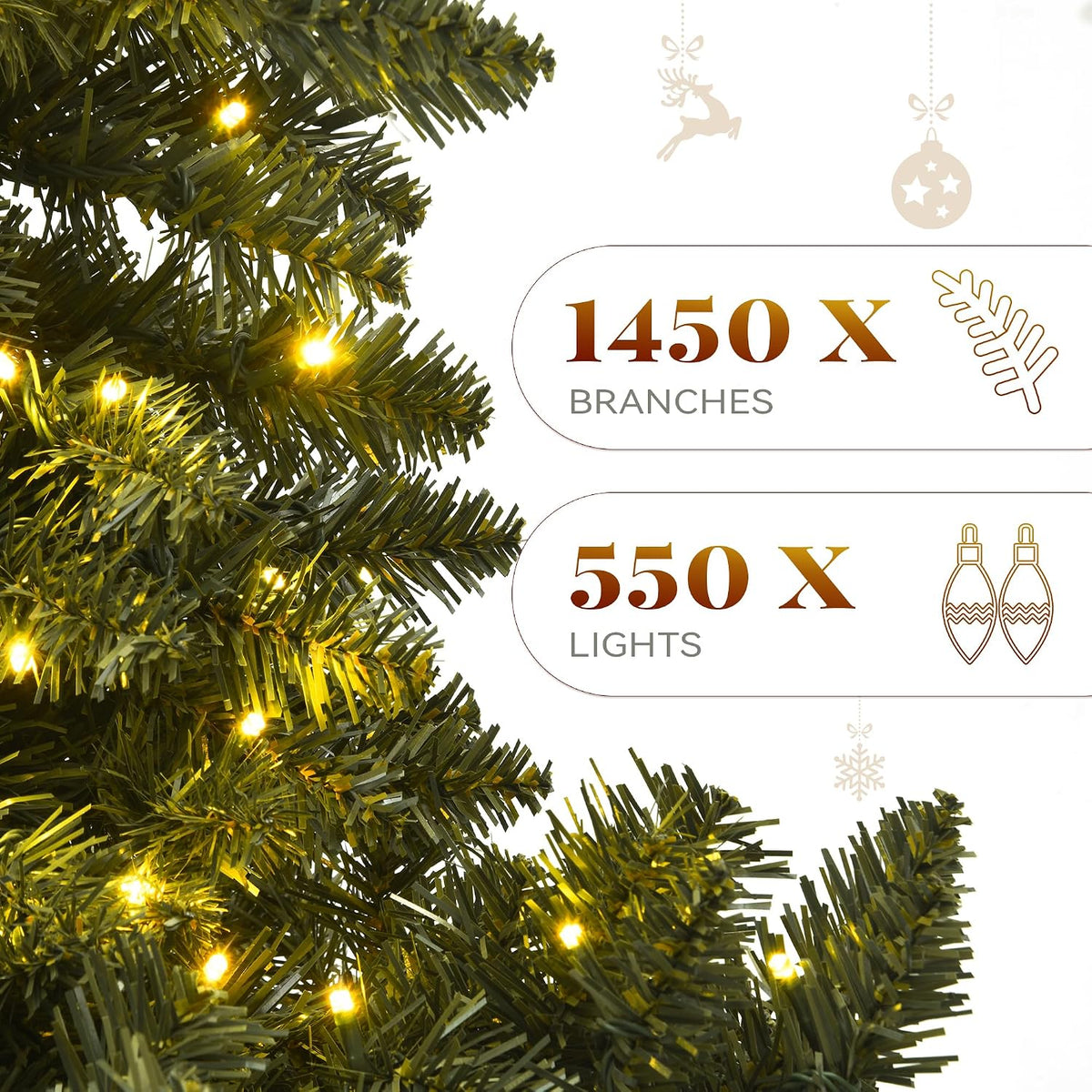 YITAHOME Prelit Green Christmas Tree 7.5ft with Remote