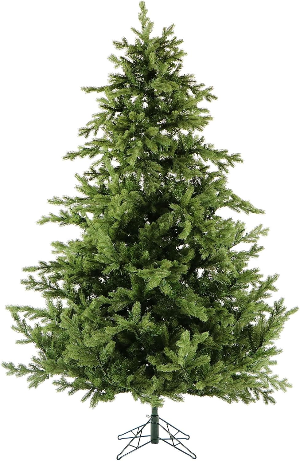 Fraser Hill Farm 7.5-Ft. Woodside Pine Artificial Christmas Tree with Stand and No Lights, Unlit Foldable Fake Christmas Tree with Realistic Foliage for Home Decoration