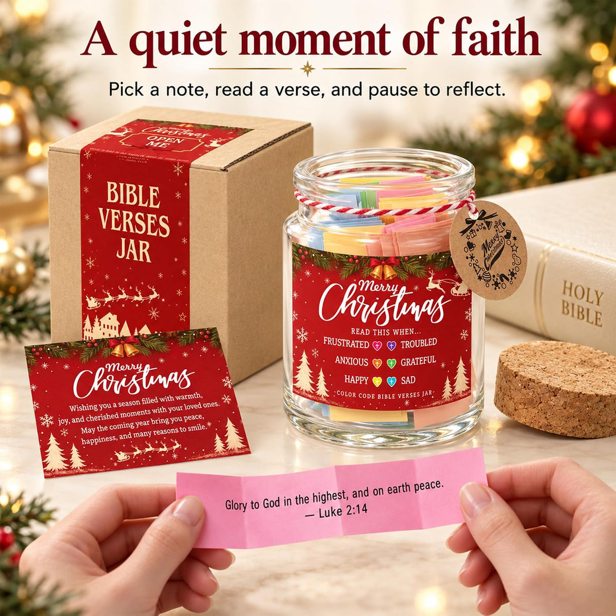 Christmas Bible Verse Jar, Read Me When Bible Verse Jar, Christmas Gift for Women, Mom, Christian Gifts for Women