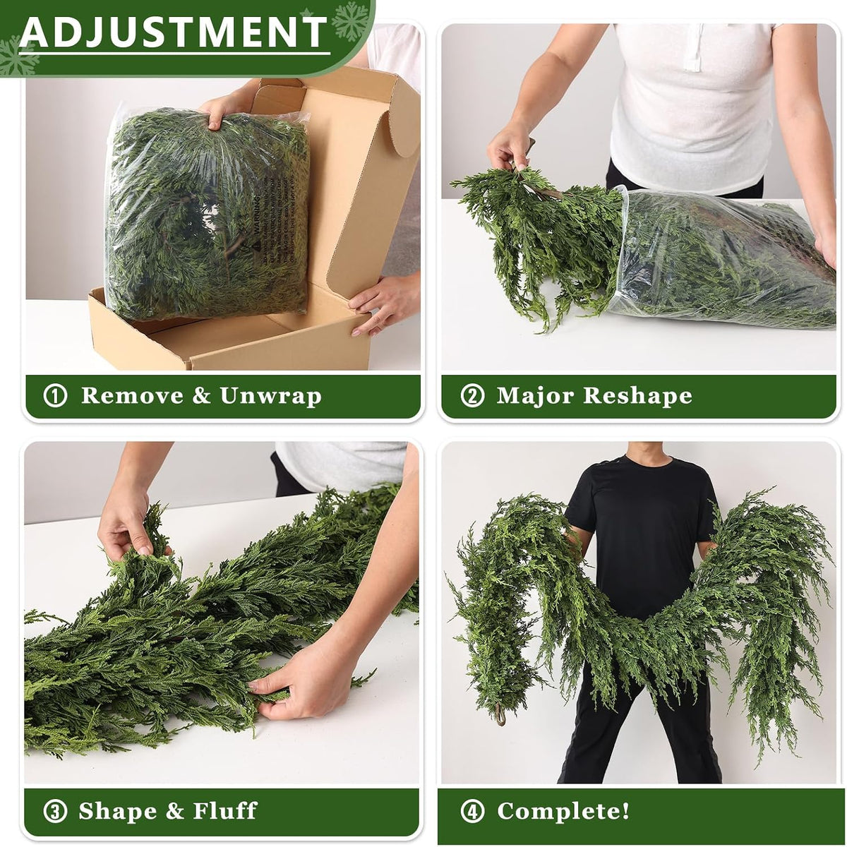 6FT 1Pcs Artificial Cedar Pine Garland Christmas Greenery for Mantle Decor