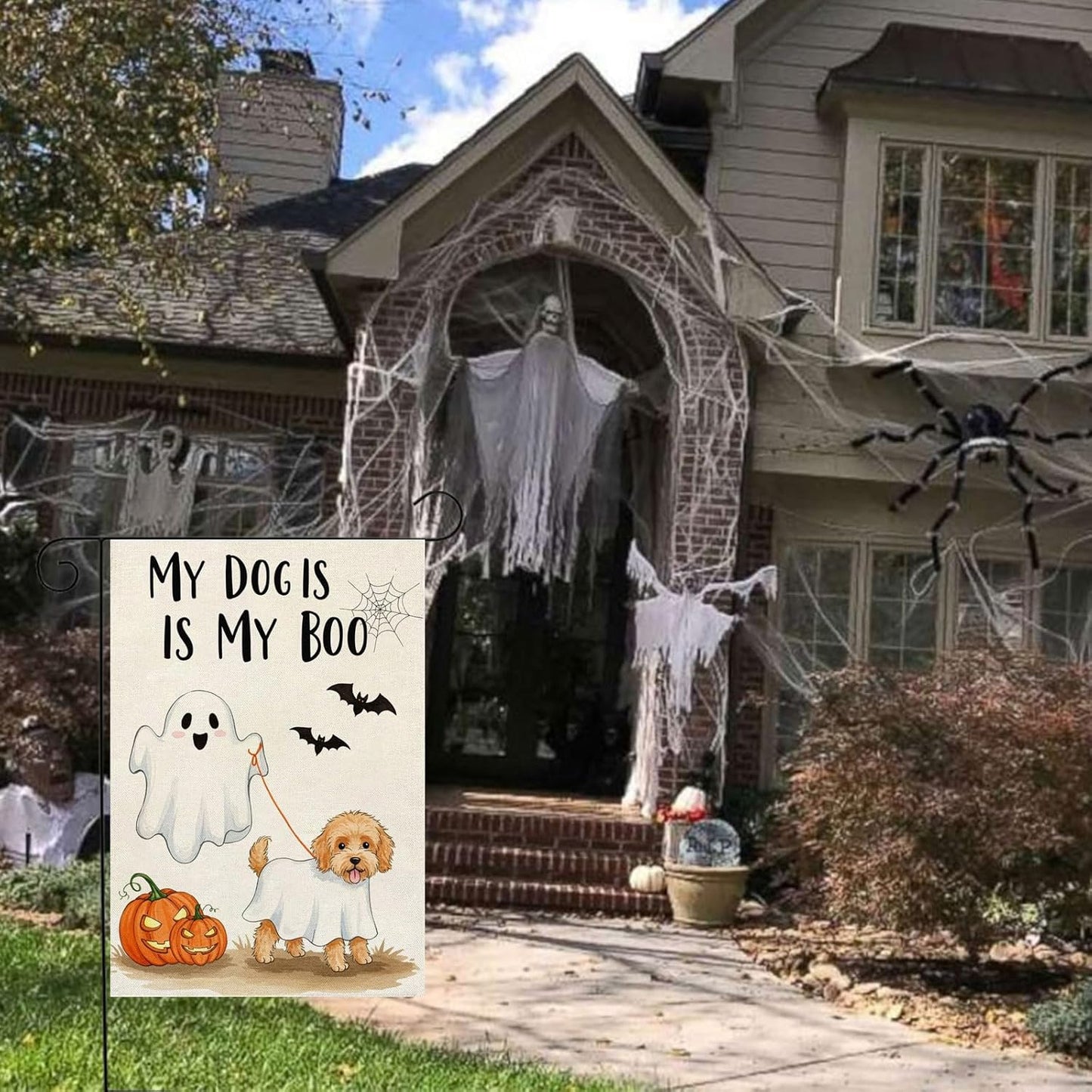 12×18 in Double-Sided Halloween Boo Ghost Dog Garden Flag Spooky Yard Décor | USA Decoration®