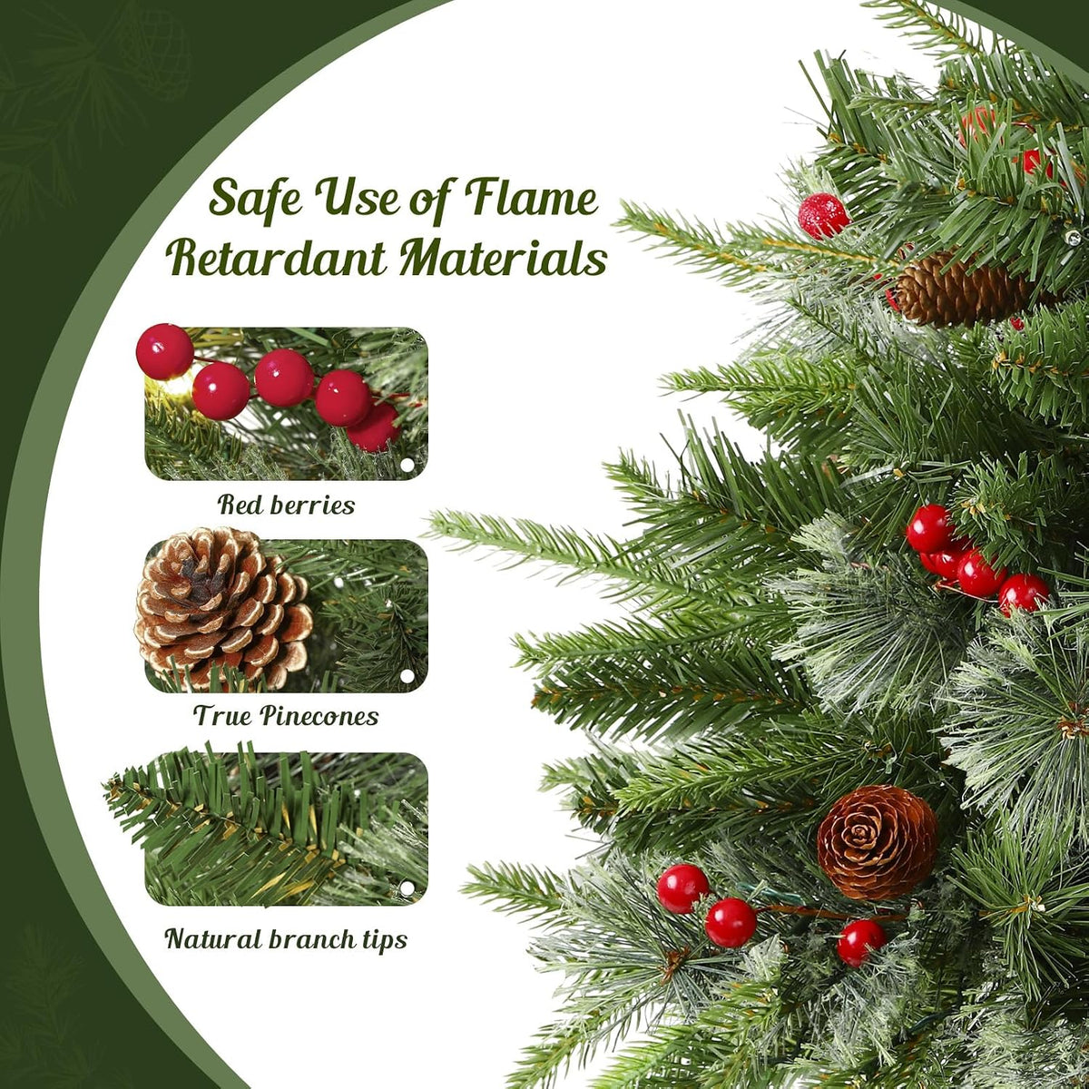 2 Pack Pre-lit Artificial Christmas Urn Filler, 18IN Outdoor Christmas Tree