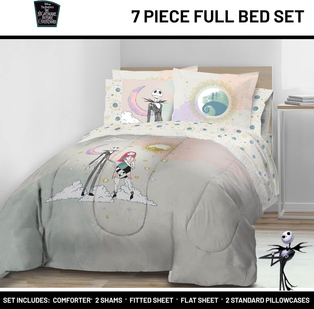 Disney Nightmare Before Christmas Full Comforter Set 7 Piece, Multi