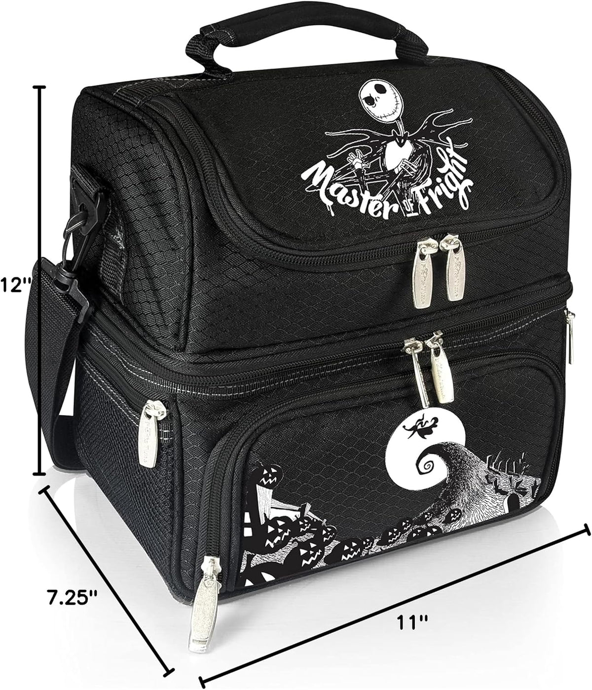 PICNIC TIME Disney Jack Skellington Pranzo Insulated Lunch Box, Nightmare Before Christmas Cooler Lunch Bag with Utensil Set, Soft Sided Lunchbox, (Black)