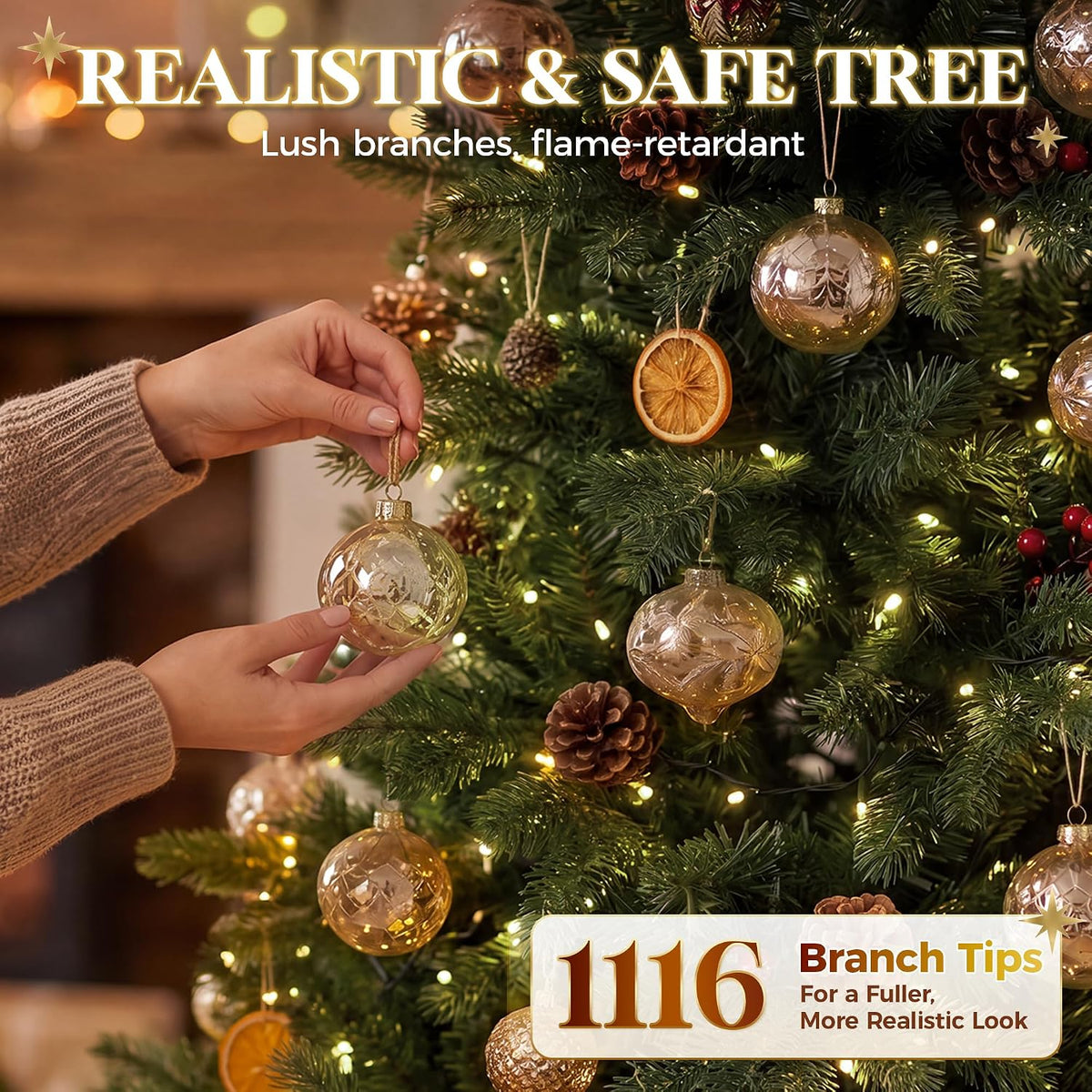 HOLLO STAR 6ft Prelit Christmas Tree, Multi-Color RGBW Lights,App Control