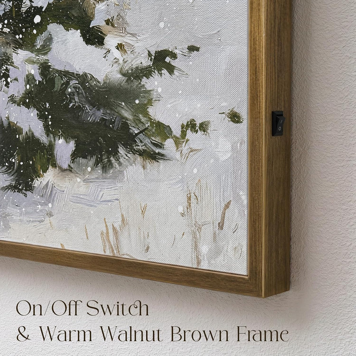 Christmas Decorations-18â€œ x 24" Lighted Framed Snowy Tree Canvas Wall Decor