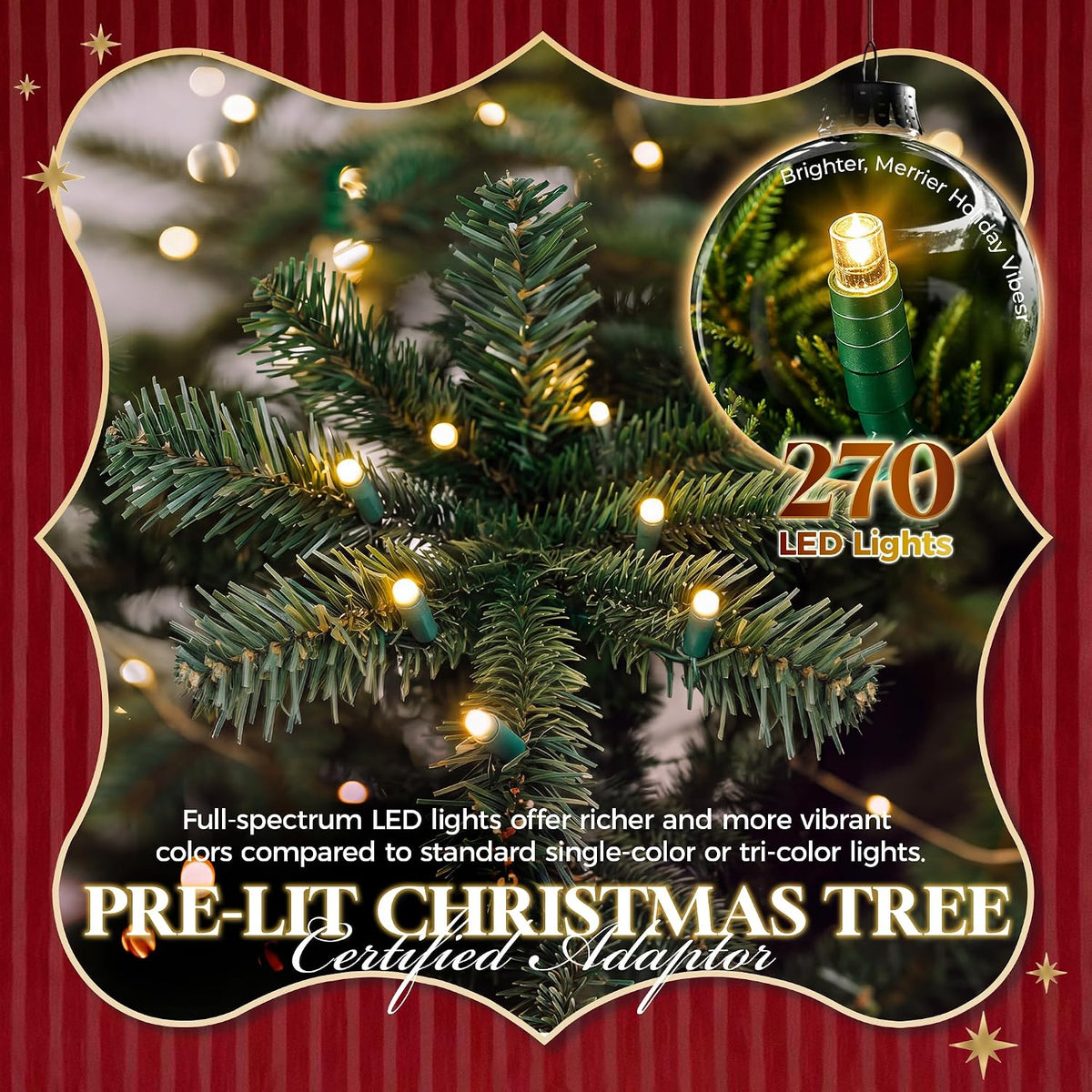 HOLLO STAR 6ft Prelit Christmas Tree, Multi-Color RGBW Lights,App Control