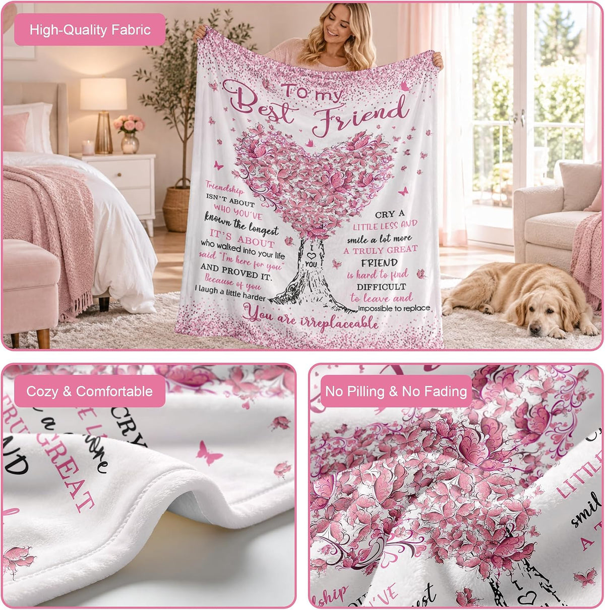 Best Friend Birthday Gifts for Women, Best Friends Blanket 60"x50"