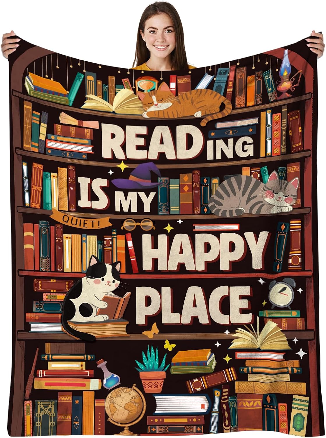 Book Lovers Gifts for Women, Librarian Gifts for Reader, Bookshelf Blanket Gifts for Reading Lover Bookish Reader, Gift on Christmas Birthday Graduation, Reading Blanket, 50"X60"