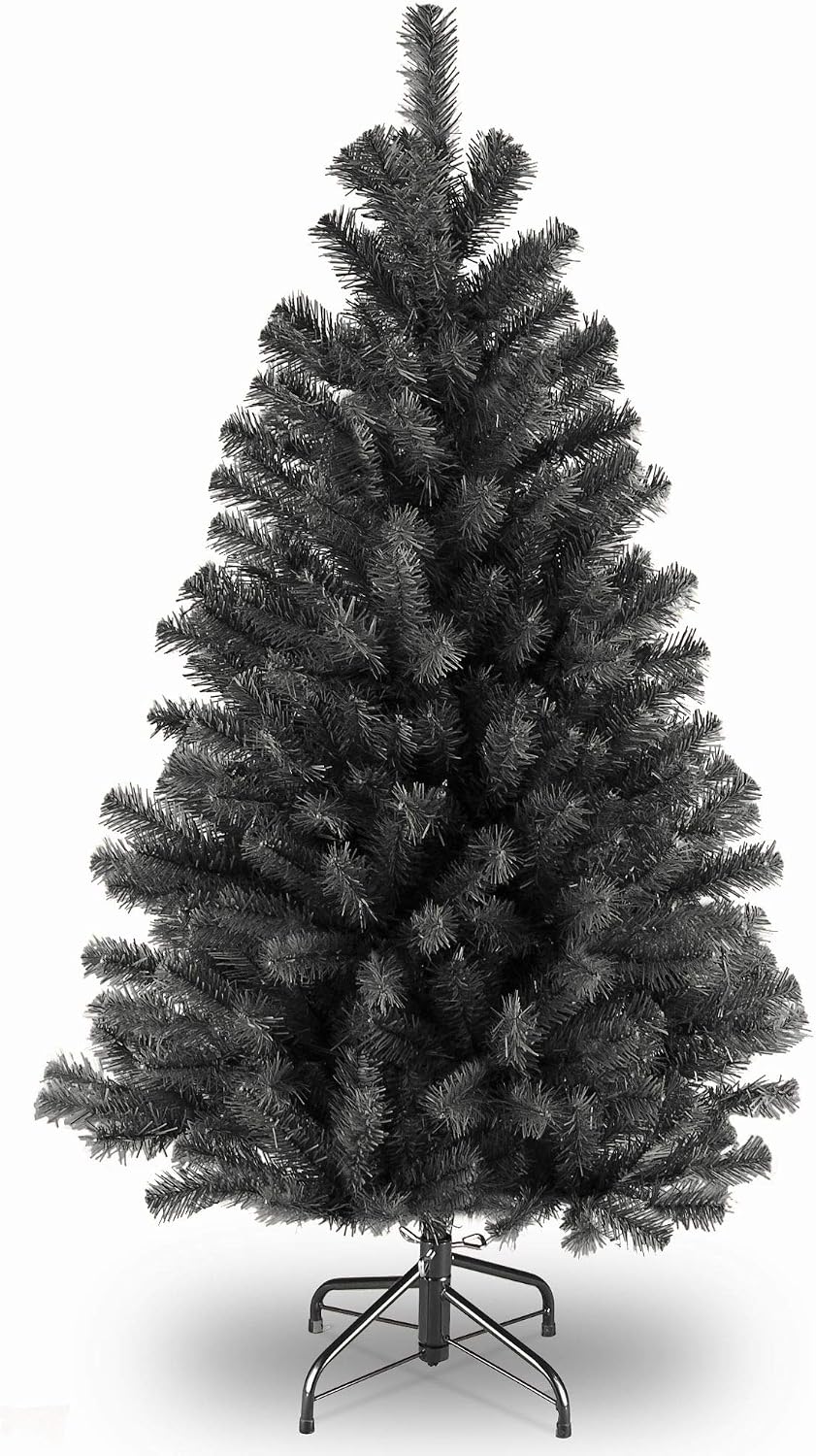 National Tree Company Artificial Full Christmas Tree, Black, North Valley Spruce, Includes Stand, 4.5 Feet