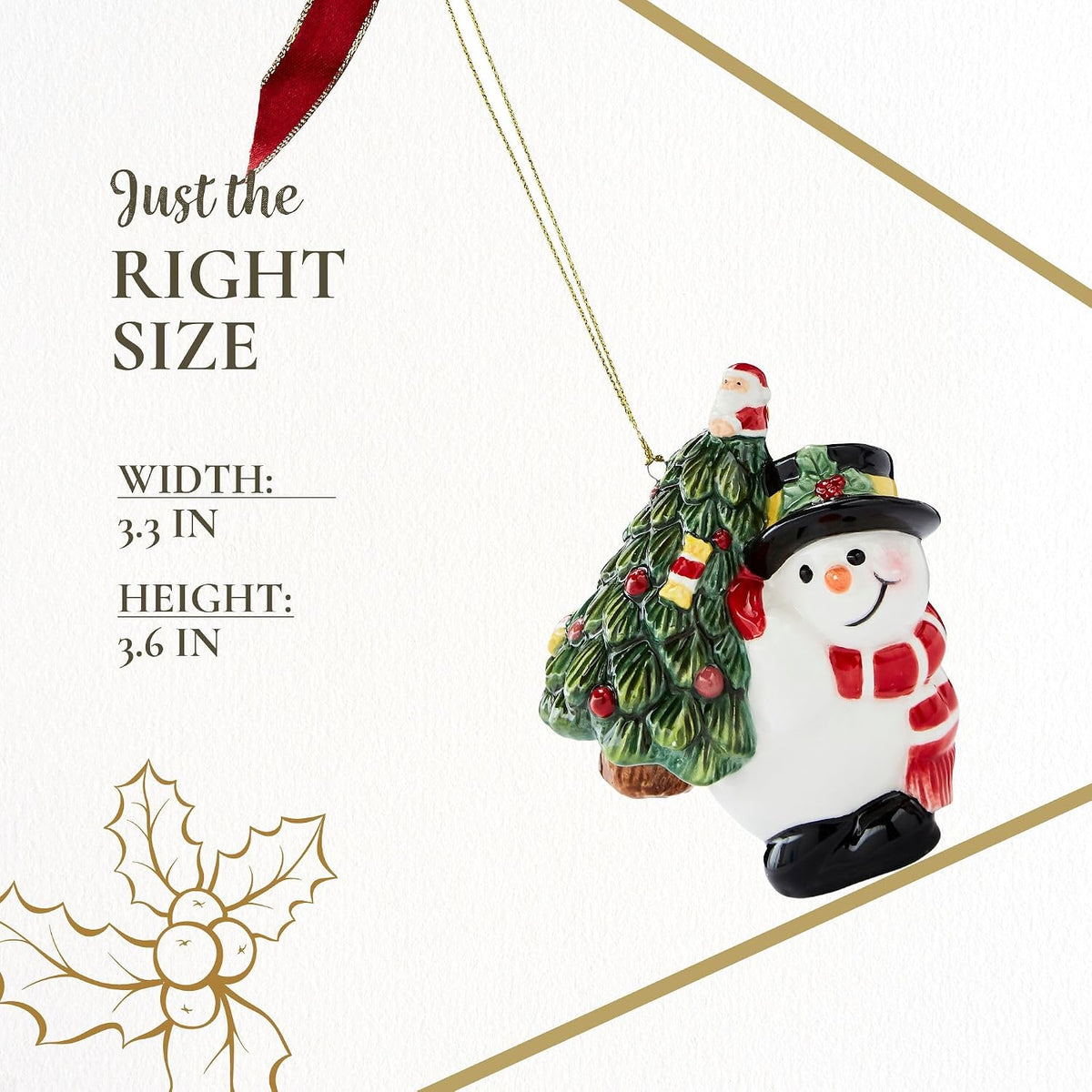 Spode Christmas Tree Snowman Carrying Tree Hanging Ornament