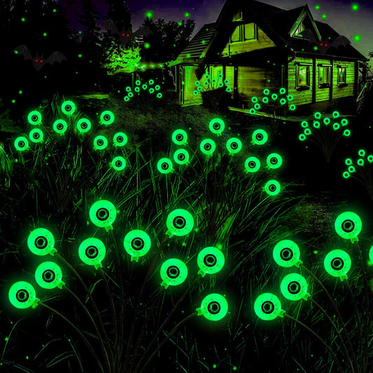 2-Pack Solar Eyeball Pathway Lights 20 LED Creepy Halloween Outdoor Decoration | USA Decoration®
