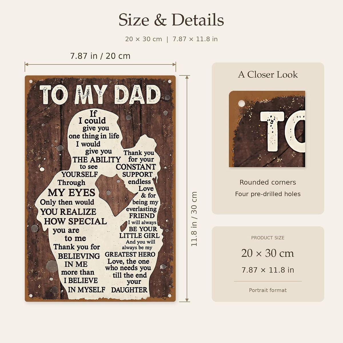 Dad Gifts From Daughter To My Dad Birthday Metal Sign Father Daughter