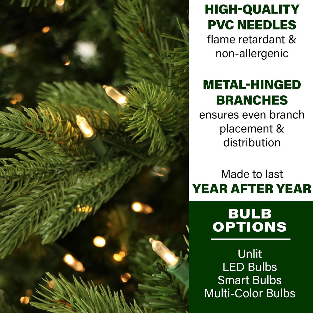 Fraser Hill Farm 7.5-Ft. Woodside Pine Artificial Christmas Tree with Stand and No Lights, Unlit Foldable Fake Christmas Tree with Realistic Foliage for Home Decoration