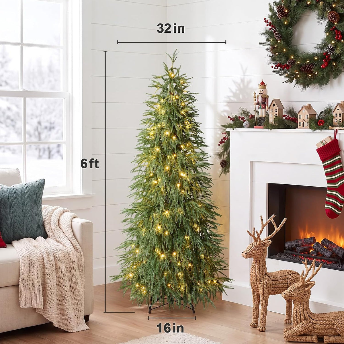 Ferrgoal 6FT Prelit Christmas Tree,Tall Xmas Tree with Lights