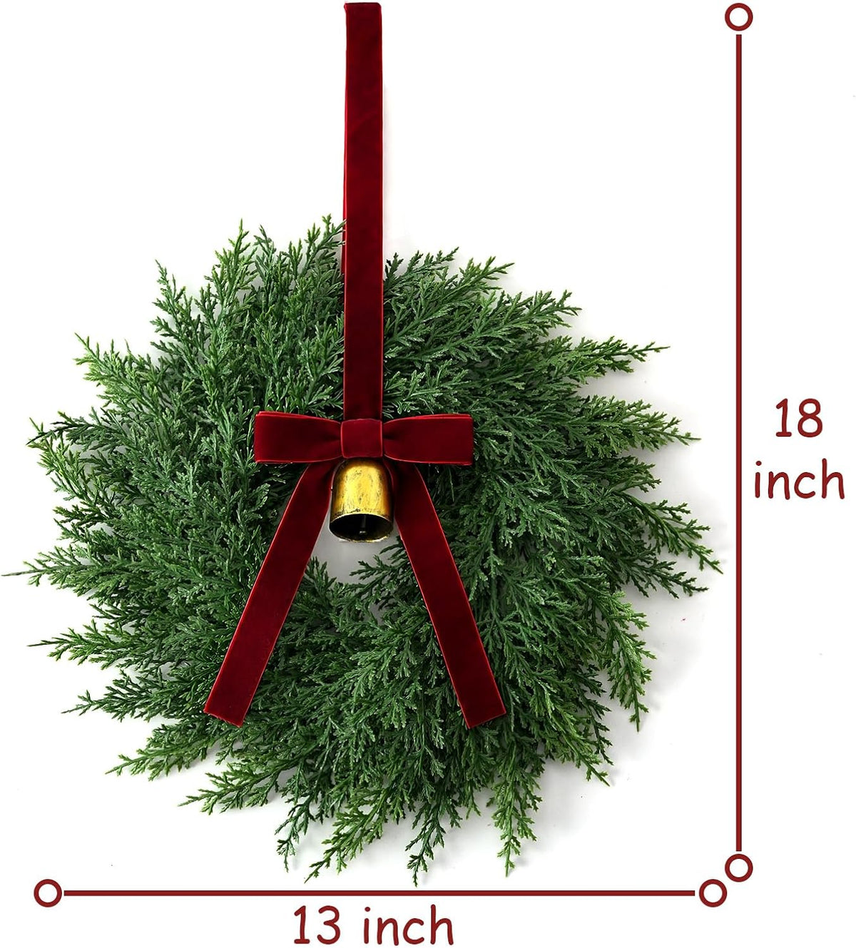 Christmas Decorations, Mini Christmas Wreaths for Cabinets with Bows Bells