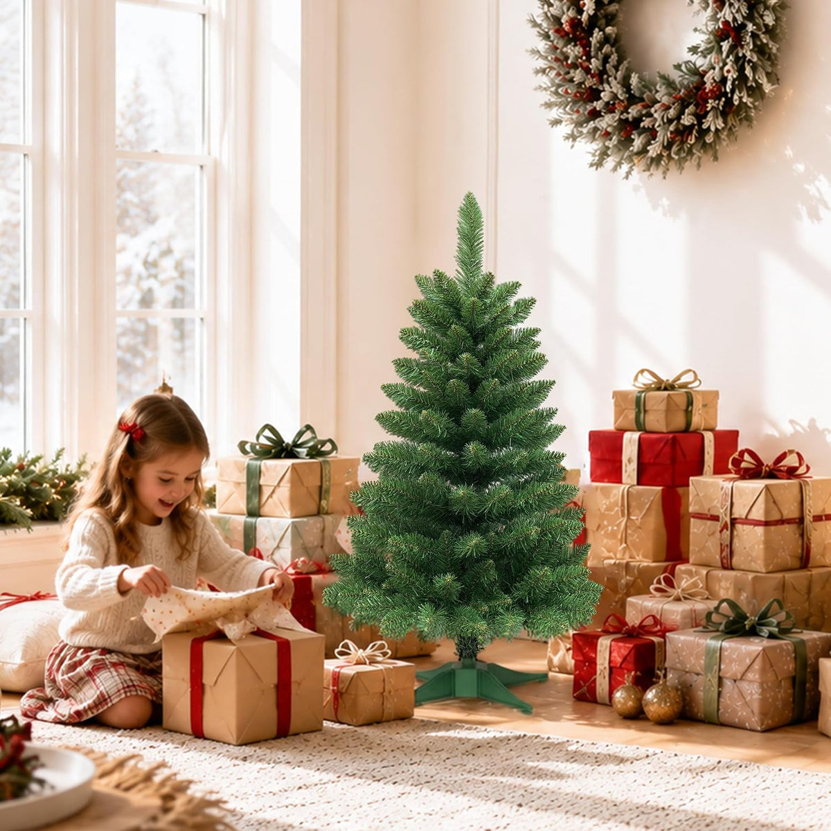 3FT Artificial Small Christmas Tree Mini Tabletop Decor Green