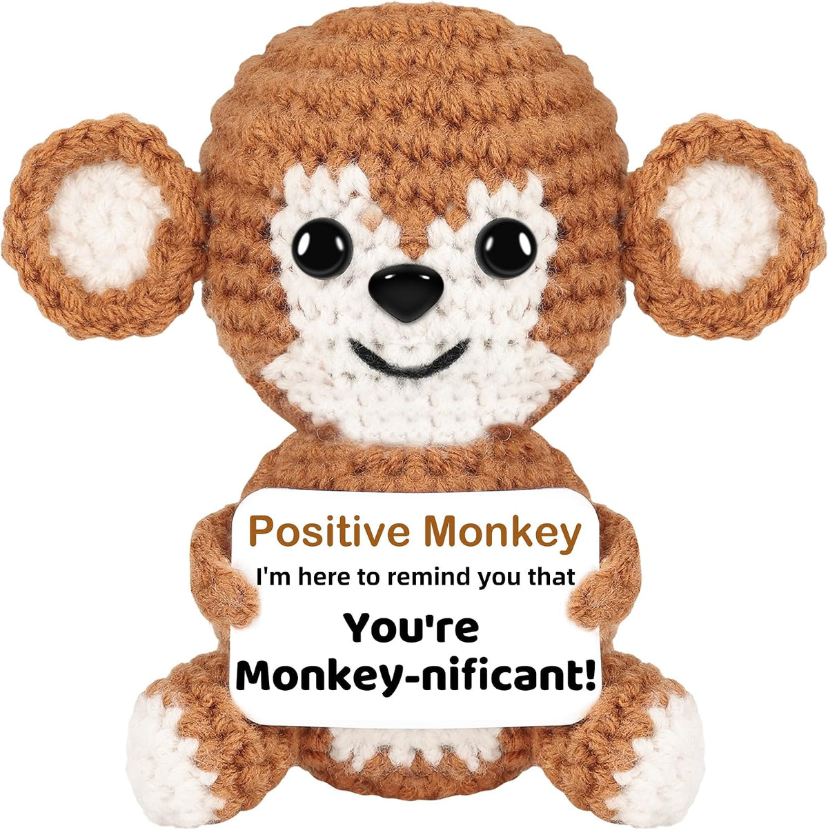 Cute Funny Gift for Her/Him/Friend/Coworker, Positive Crochet Monkey