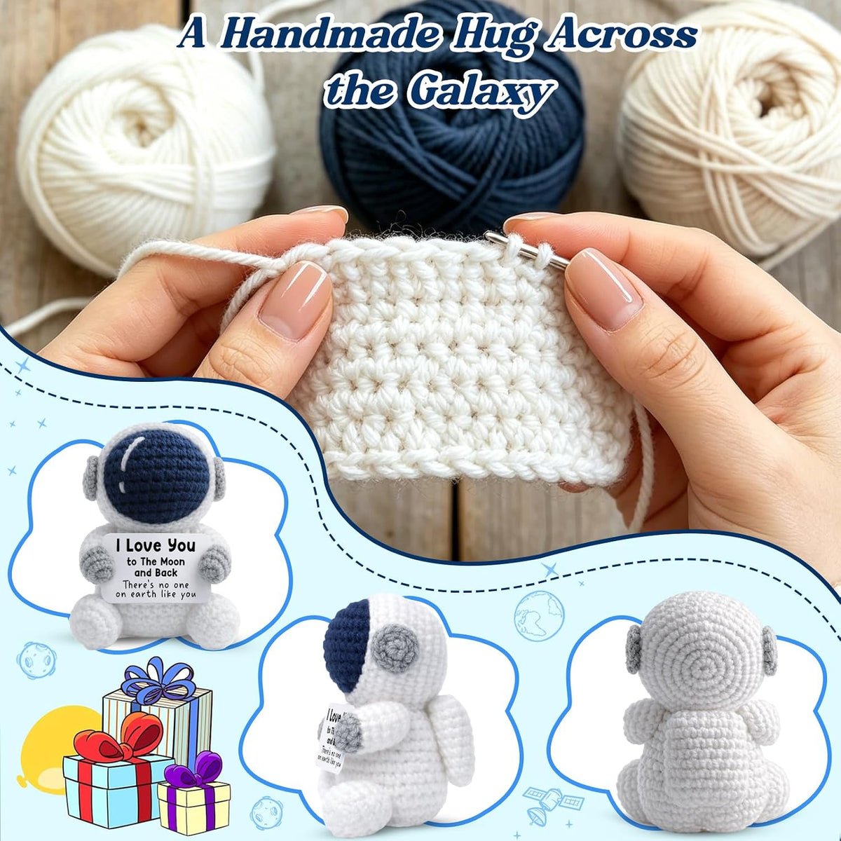 Gifts for Him Her Boyfriend Girlfriend Crochet Astronaut