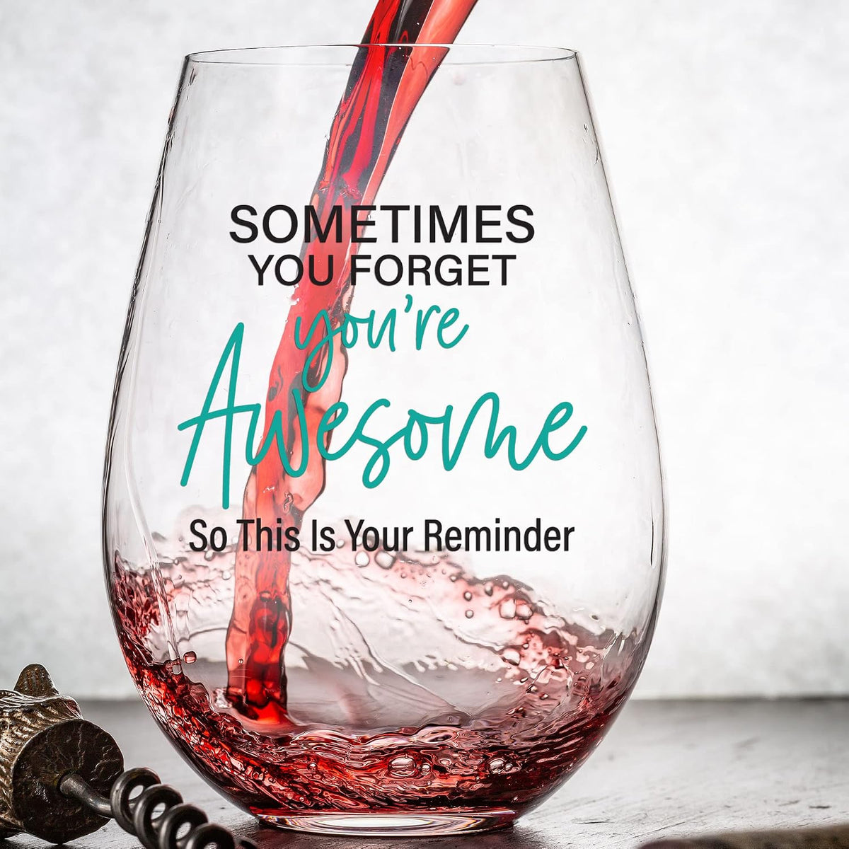 Funny Wine Glass for Women, Men, Girlfriend, Sister, BFF, Mom, Coworker | Funny Christmas Birthday Drinking Cup for Best Friend, Friendship Presents | You're Awesome | 15 oz Stemless Wine Glass