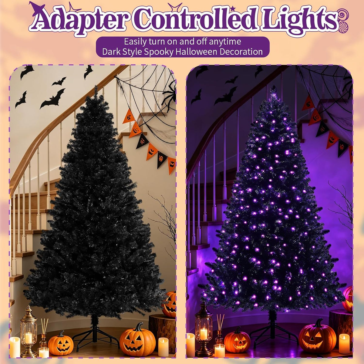 6FT Artificial Black Halloween Christmas Tree