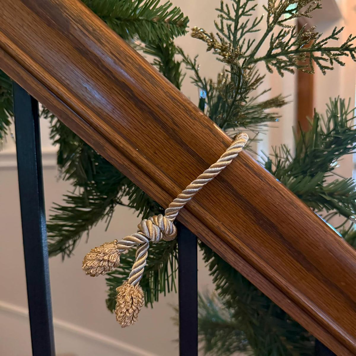 Haute Decor Decorative Twist Ties 6 Pack 16 inches (Gold & Silver) - Hang Garland, Lights, Decorations from Bannister or Railings for Christmas Holidays or Use Year-Round