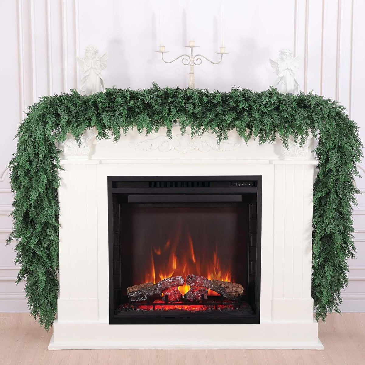 Hananona 9 FT Christmas Garland, Real Touch Cedar Garlands, 1 Pcs