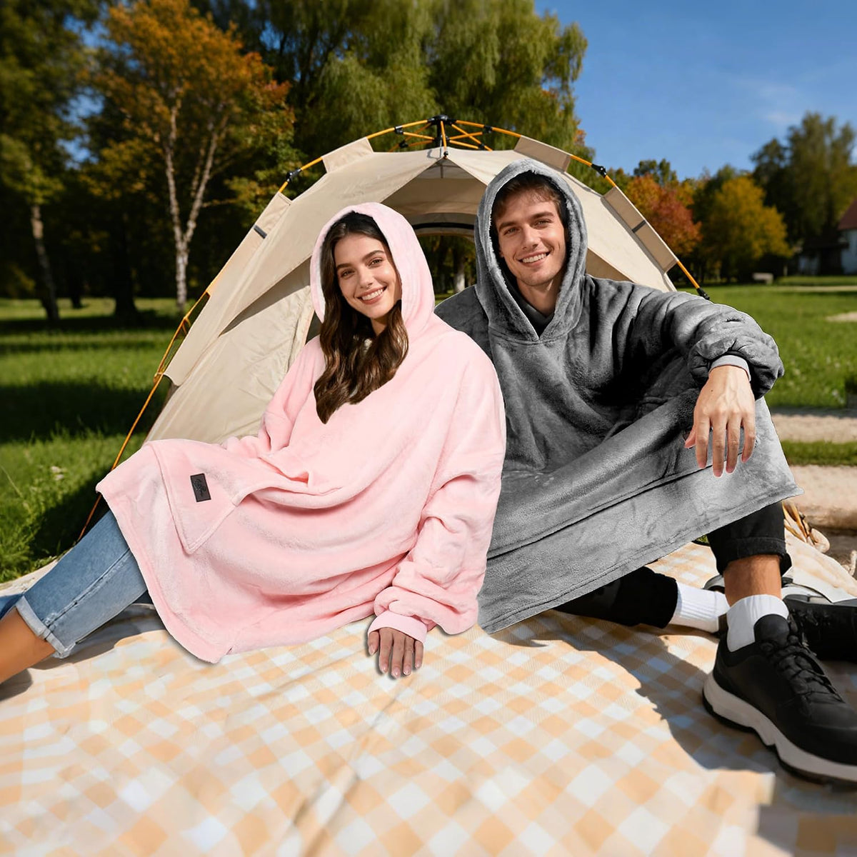Tirrinia Wearable Blanket Oversized Hoodie for Adults, Horse Print Gift Sherpa Sweatshirt, as Christmas Gifts for Family & Friend. One Size Fits All