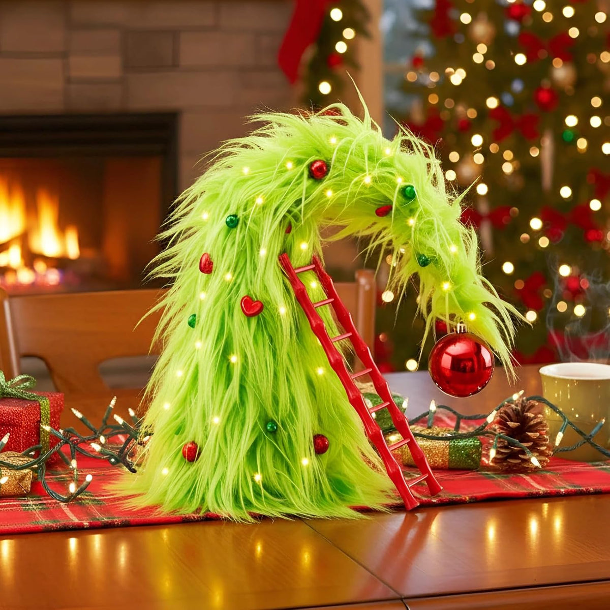 Syhood Mini Whimsical Christmas Tree 18in Tabletop Bendable Lime Green Tree