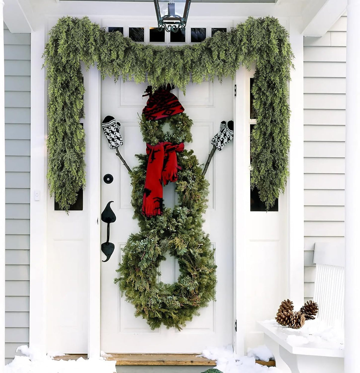 9Ft Prelit Real Touch Cedar Christmas Garland with Lights for Mantle Decor